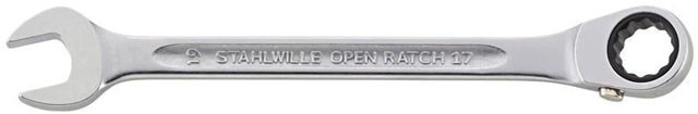 Ratschen-Ringmaulschlüssel, STAHLWILLE -  OPEN-RATCH Nr. 17, gekröpft