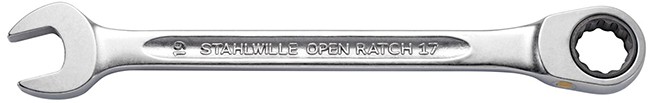 Ratschen-Ringmaulschlüssel, STAHLWILLE - OPEN-RATCH Nr. 17F, flach