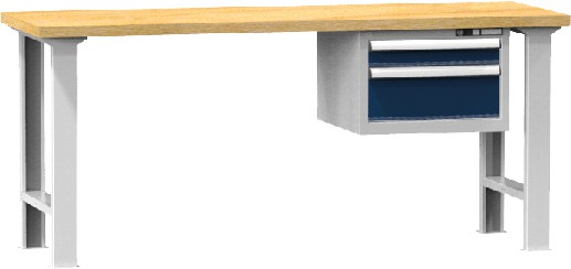 Werkbank - mit hängendem Schubladenblock