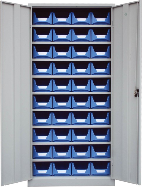 Sichtlagerbehälter-Schrank, mit 40 Sichtlagerkästen