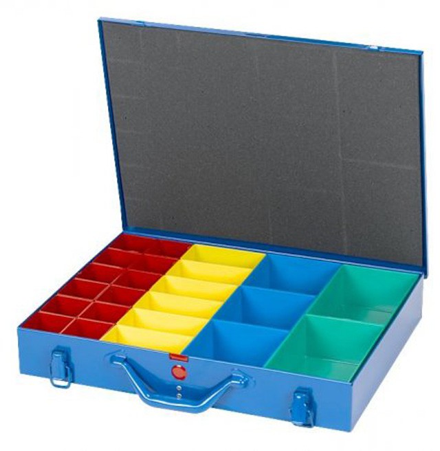 Sortimentskoffer blau - Metall 23 Einsatzboxen H63mm