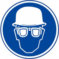 Panneau d'indication - "Utiliser un casque et des lunettes de protection", Type 97 530