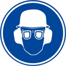 Panneau d'indication - "Protection obligatoire de la vue, de l'ouie et de la tête", Type 97 560