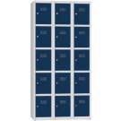Armoire à casiers - 3 compartiments, avec 5 casiers superposés, séparés
