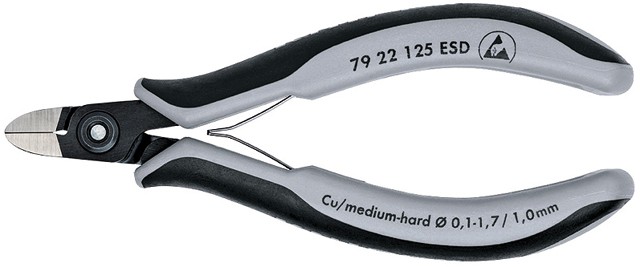 Pince coupantes pour l'électronique, KNIPEX - Type 7922 ESD, sans facette