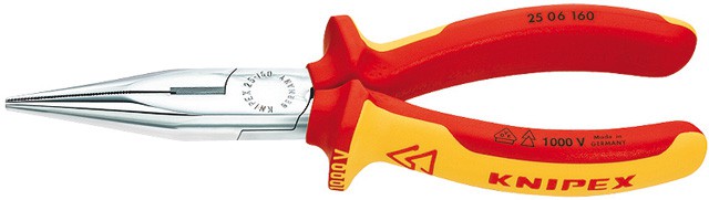 Pince à becs demi-ronds avec coupe-fils, KNIPEX - Type 2506 VDE
