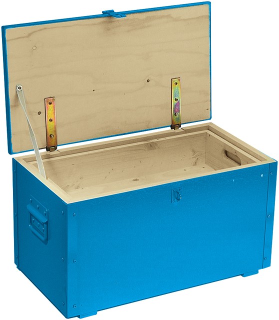 Caisse à outils - en bois bleu, avec couvercle