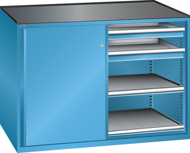 Armoire à tiroirs, LISTA - 2 x 36 x 36 E avec portes coulissantes 200