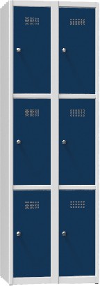 Armoire à casiers - 2 compartiments, avec 3 casiers superposés, séparés