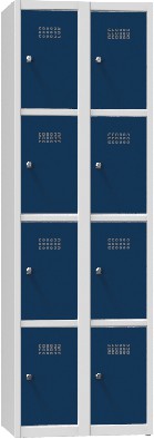 Armoire à casiers - 2 compartiments, avec 4 casiers superposés, séparés