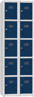 Armoire à casiers - 2 compartiments, avec 5 casiers superposés, séparés