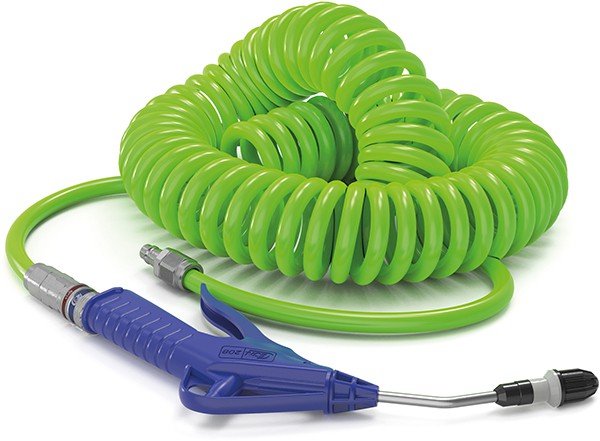 Tuyau spiralé en jeu, CEJN - Hi-Vis green, avec soufflette, Série 300